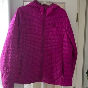magenta north face coat